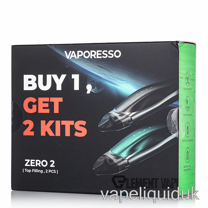Vaporesso Zero 2 Pod System 2-Pack Promotion Black + Black Green Vape Juice